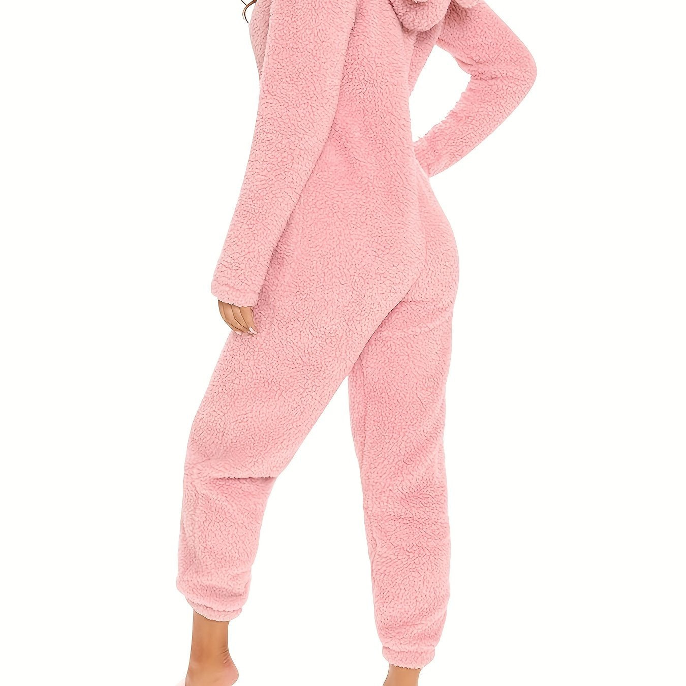 Women’s Fleece Pyjama Jumpsuit – Hooded Zip-Up Onesie
