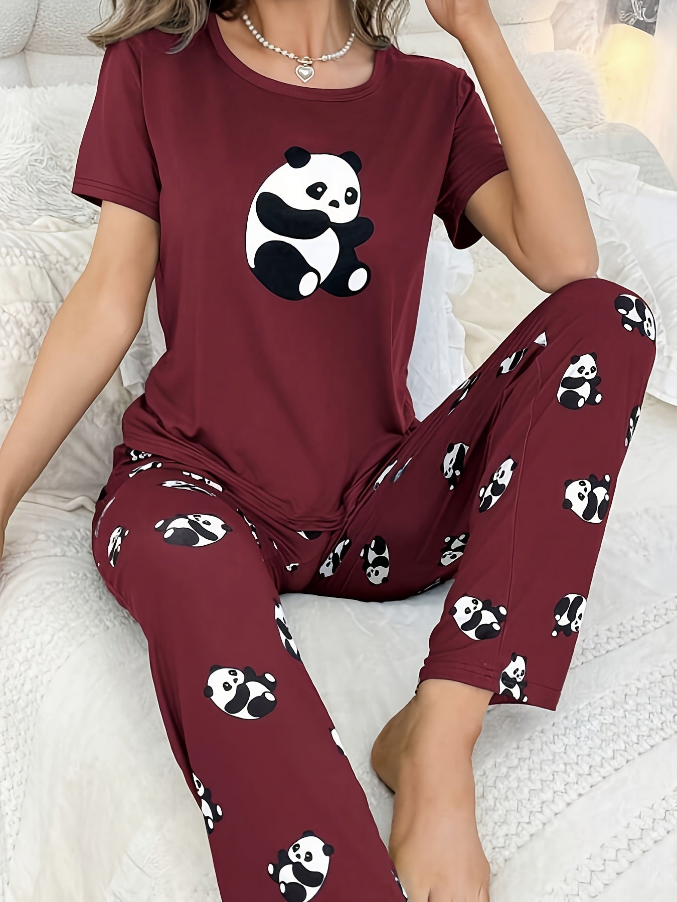 Women’s Panda Print Pyjamas – Short Sleeve Set