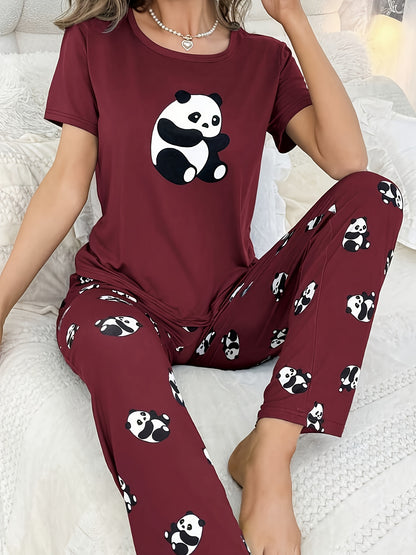 Women’s Panda Print Pyjamas – Short Sleeve Set