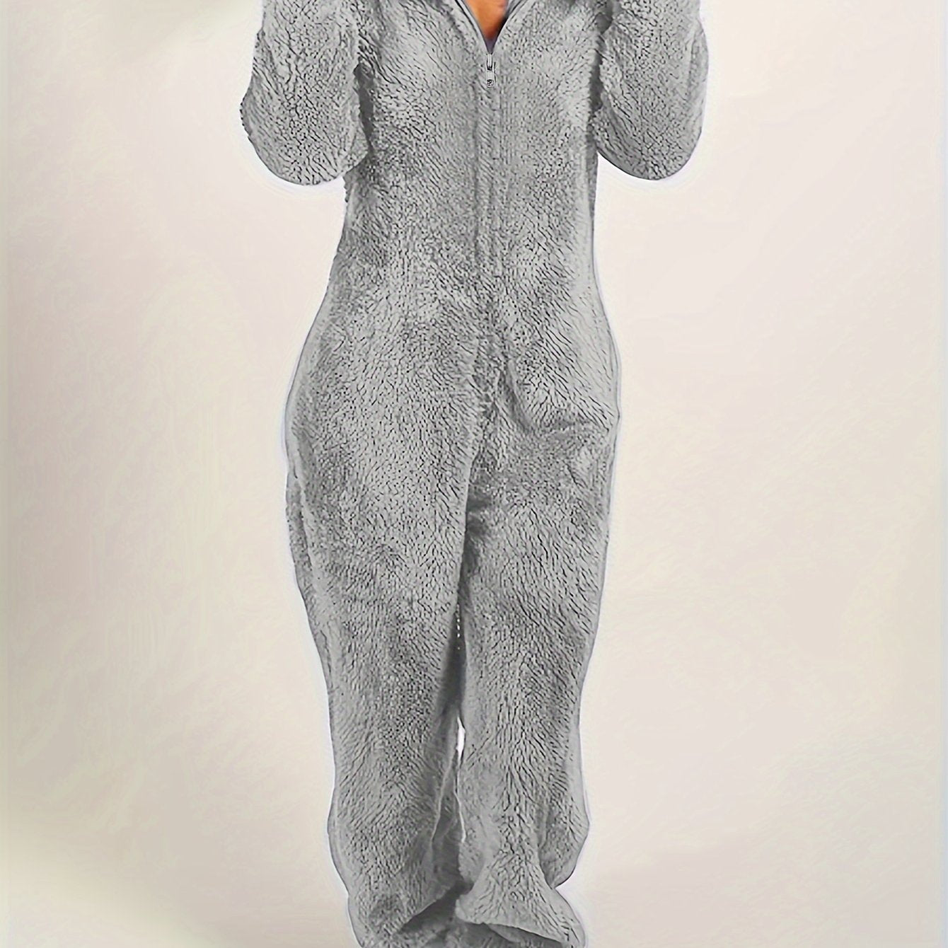 Women’s Fleece Pyjama Jumpsuit – Hooded Zip-Up Onesie