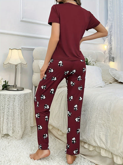 Women’s Panda Print Pyjamas – Short Sleeve Set