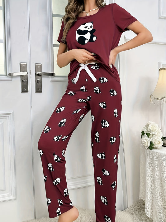 Women’s Panda Print Pyjamas – Short Sleeve Set