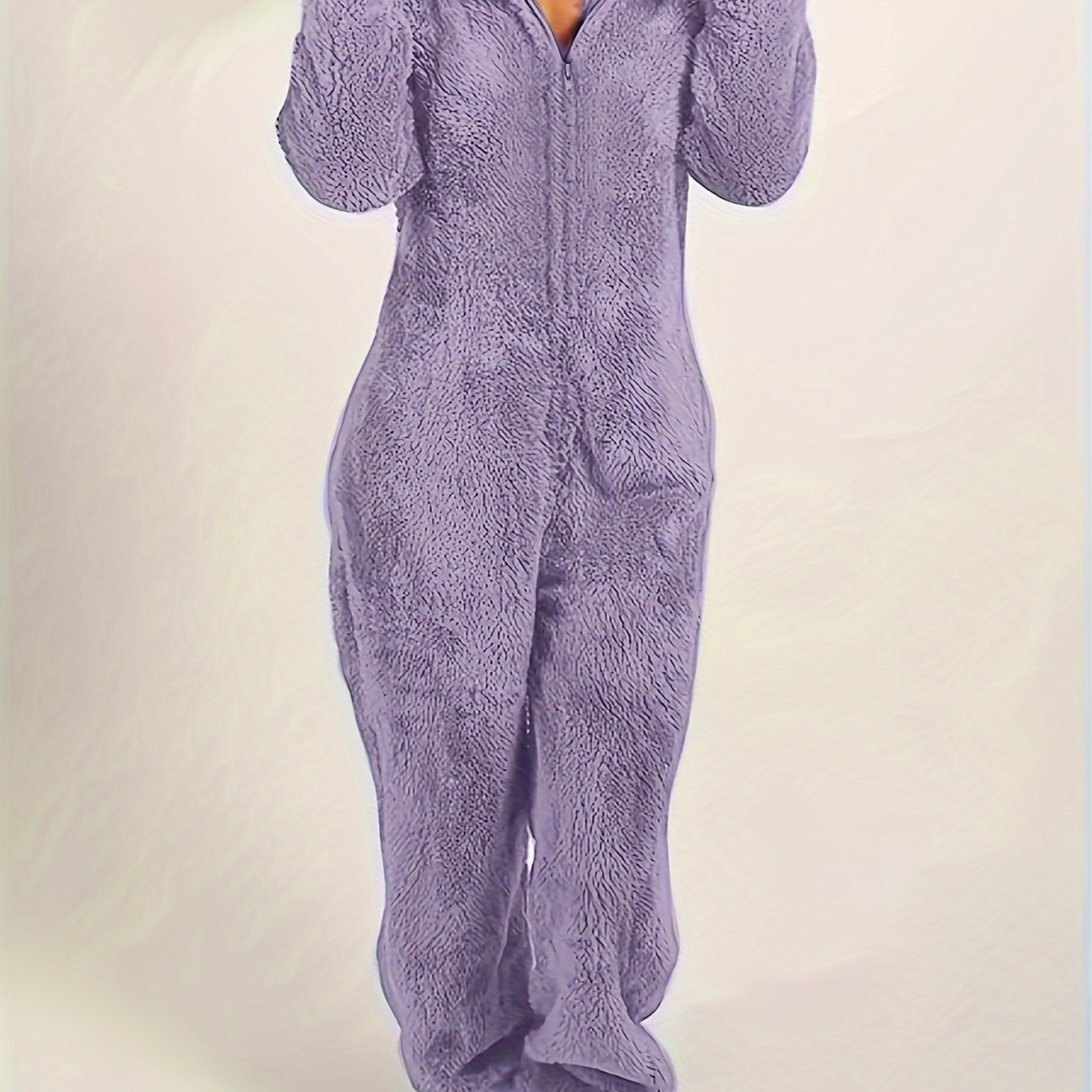 Women’s Fleece Pyjama Jumpsuit – Hooded Zip-Up Onesie