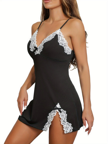 Women’s Satin Lace Nightdress – Short Slip Sleepwear
