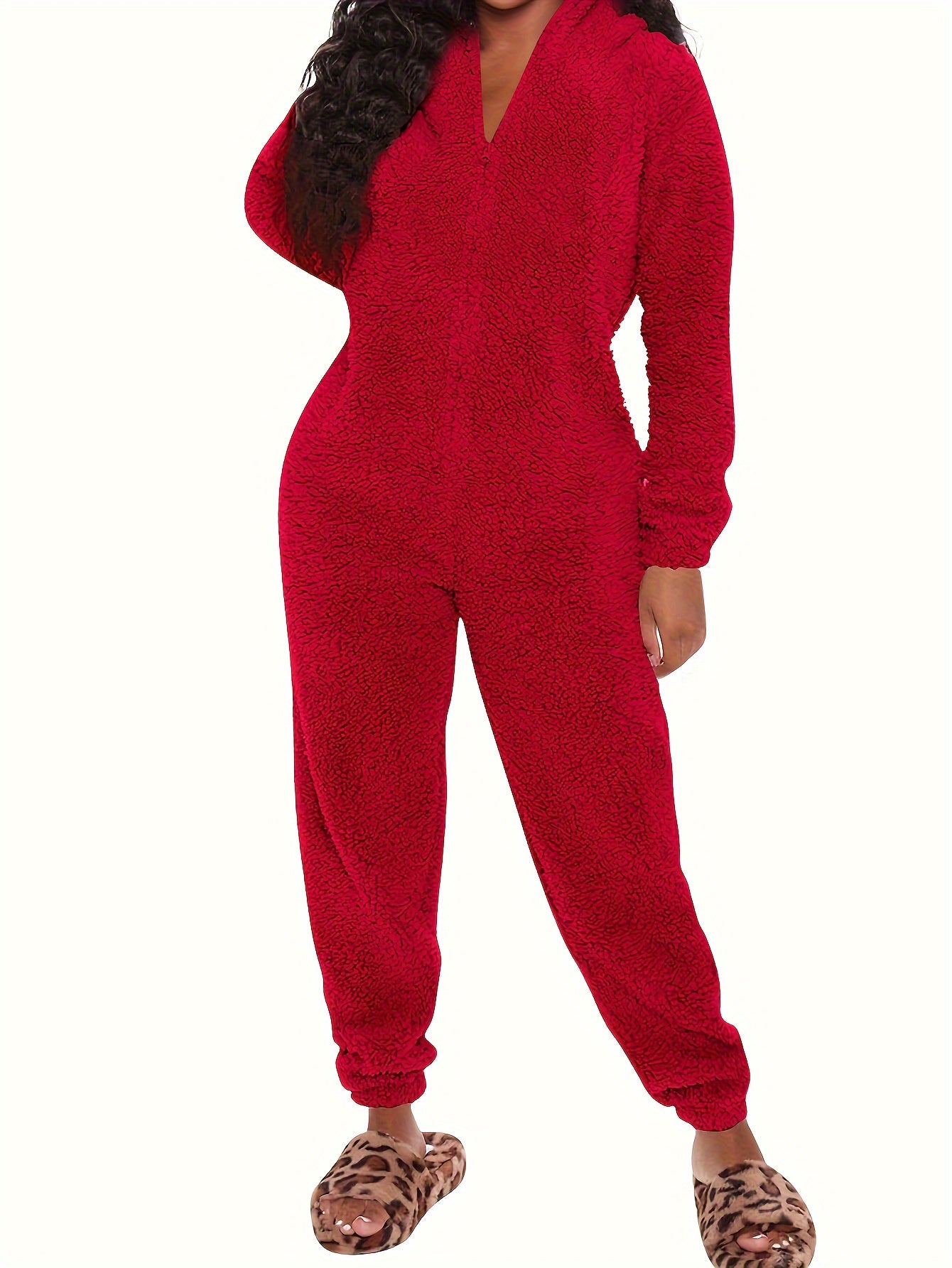Women’s Fleece Pyjama Jumpsuit – Hooded Zip-Up Onesie