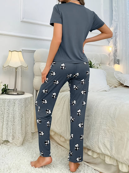 Women’s Panda Print Pyjamas – Short Sleeve Set