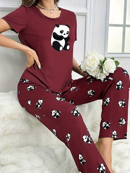 Women’s Panda Print Pyjamas – Short Sleeve Set