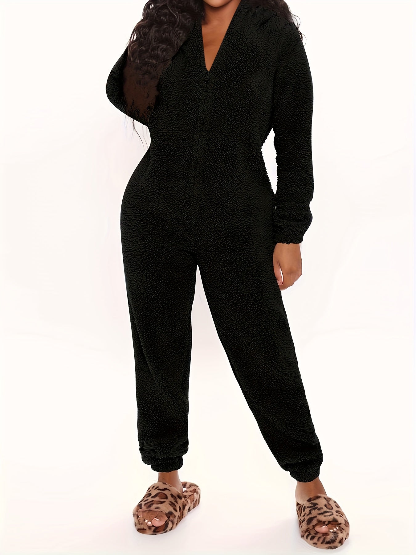 Women’s Fleece Pyjama Jumpsuit – Hooded Zip-Up Onesie