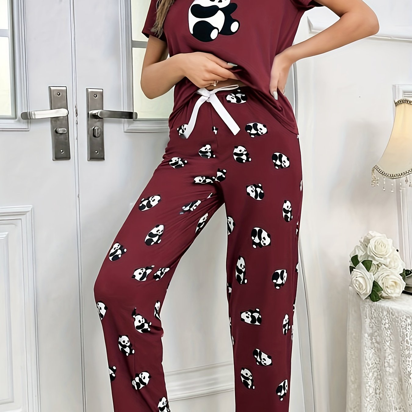 Women’s Panda Print Pyjamas – Short Sleeve Set