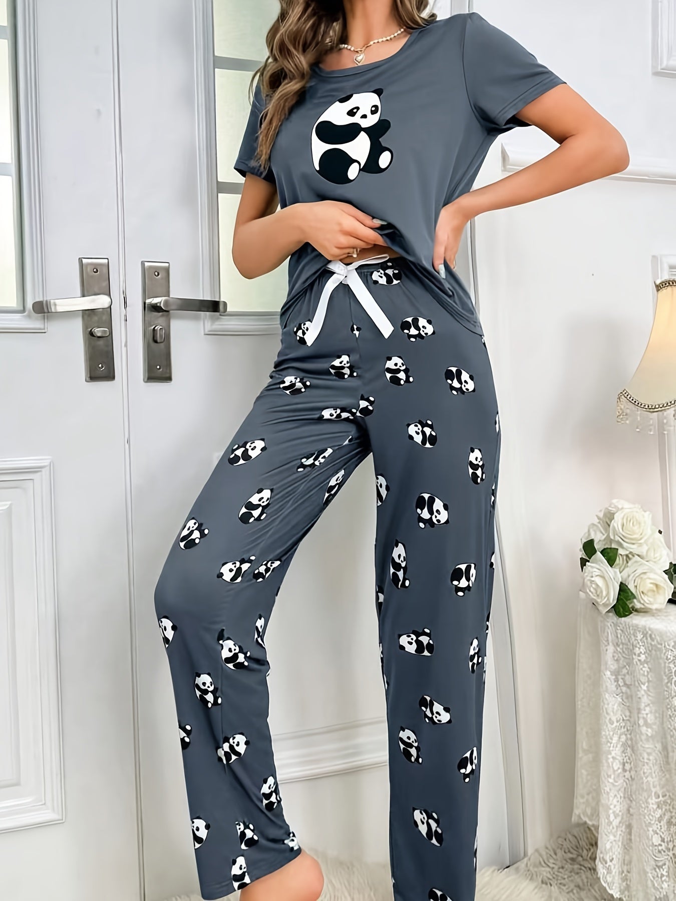 Women’s Panda Print Pyjamas – Short Sleeve Set