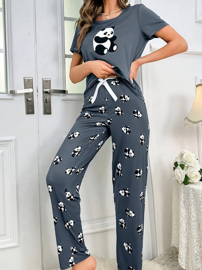 Women’s Panda Print Pyjamas – Short Sleeve Set