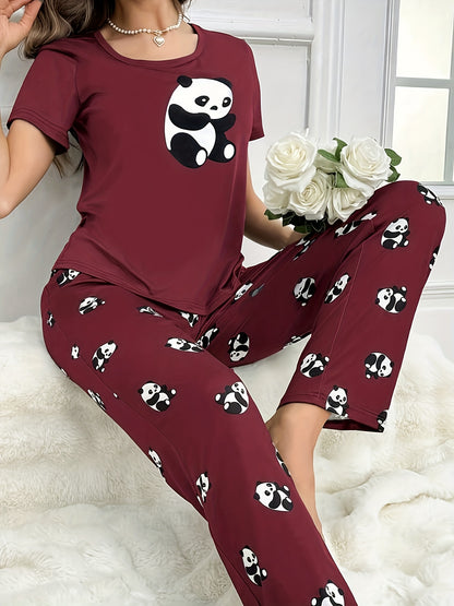 Women’s Panda Print Pyjamas – Short Sleeve Set